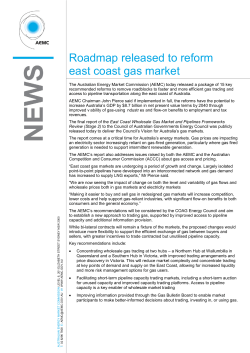 Roadmap released to reform east coast gas market