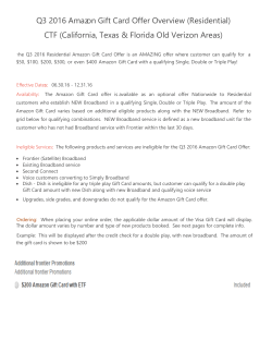 Q3 2016 Amazon Gift Card Offer Overview