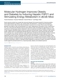 Molecular Hydrogen Improves Obesity and Diabetes by Inducing