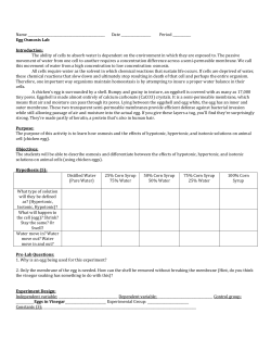 Name Date Period ______ Egg Osmosis Lab Introduction: The