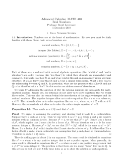 Advanced Calculus: MATH 410 Real Numbers