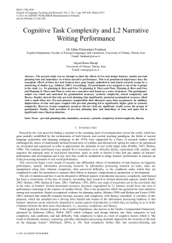 Cognitive Task Complexity and L2 Narrative Writing Performance