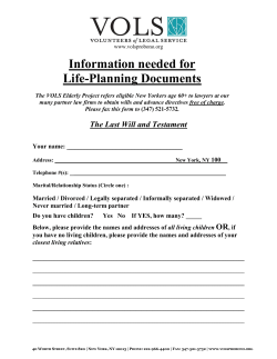 Information needed for Life