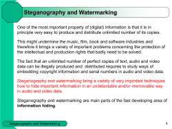 CHAPTER 13 - Steganography and Watermarking