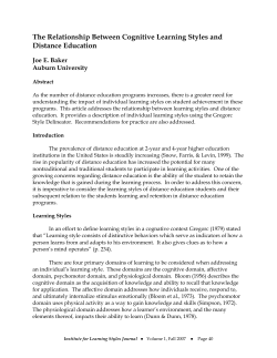 The Relationship Between Cognitive Learning