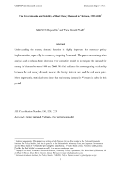 1 The Determinants and Stability of Real Money Demand in Vietnam