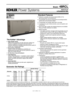 48RCL The Kohlerr Advantage Generator Set Ratings