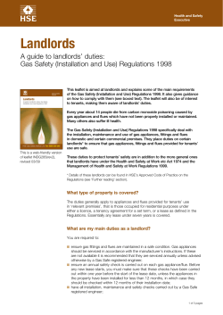 INDG285 - Landlords, a guide to landlords duties: Gas Safety