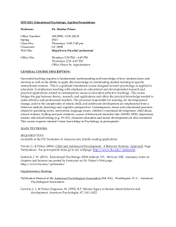 EDF 6211 Educational Psychology: Applied Foundations