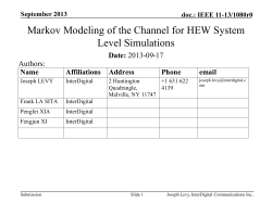 Markov Modeling of the Channel for HEW System