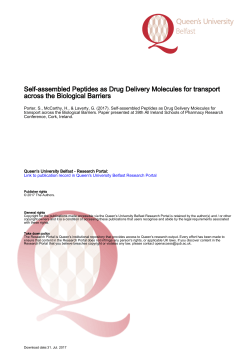 Self-assembled Peptides as Drug Delivery Molecules for transport