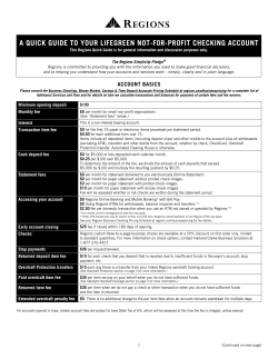 a quick guide to your lifegreen not-for-profit checking