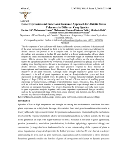 Gene Expression and Functional Genomic Approach for Abiotic