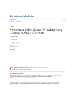 Mathematical Habits of Mind for Teaching: Using Language in