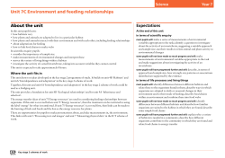 Unit 7C Environment and feeding relationships About the unit