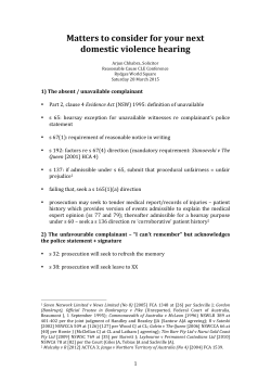 Matters to consider for your next domestic violence