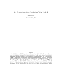On Applications of the Equilibrium Value Method