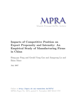 Impacts of Competitive Position on Export Propensity and Intensity