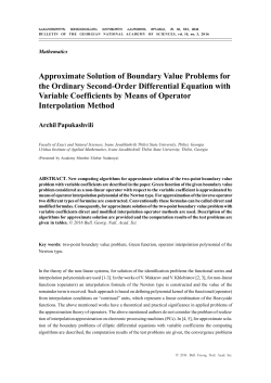 Approximate Solution of Boundary Value Problems for the Ordinary