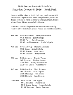 2016 Soccer Portrait Schedule Saturday, October 8, 2016 Hohlt Park