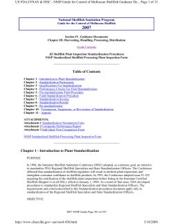 02 Shellfish Plant Inspection Standardization Procedures NSSP