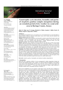 Gonotrophic cycle duration, fecundity and parity of Anopheles