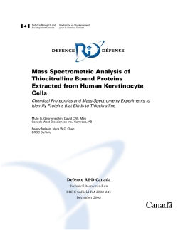Mass Spectrometric Analysis of Thiocitrulline Bound Proteins