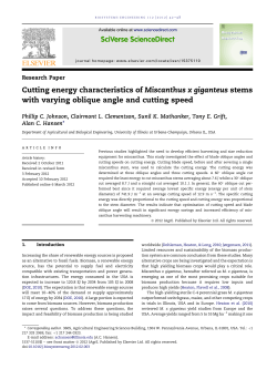 Cutting energy characteristics of Miscanthus x giganteus stems with