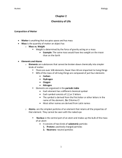 Chapter 2 Chemistry of Life
