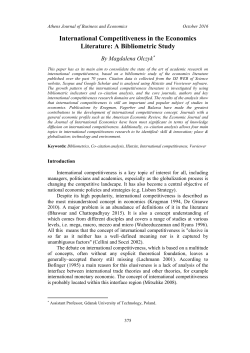 International Competitiveness in the Economics Literature: A