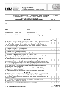 Risk assessment pursuant to &sect; 5 Occupational Safety and Health Act