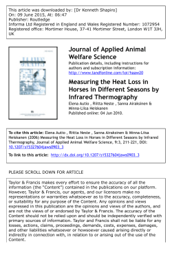 Journal of Applied Animal Welfare Science Measuring the Heat Loss