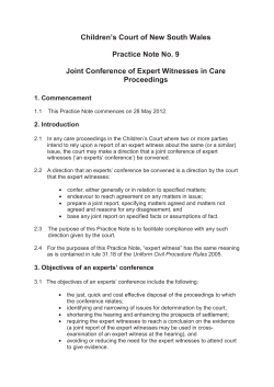 Practice Note No. 9 Joint Conference of Expert Witnesses in Care