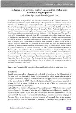 Influence of L1 laryngeal Contrast Influence of L1 laryngeal contrast