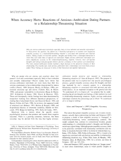 Reactions of Anxious-Ambivalent Dating Partners to a Relationship