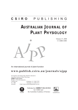 australian journal of plant physiology