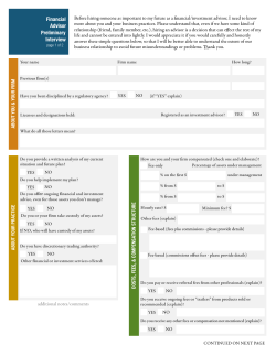 Financial Advisor Preliminary Interview P Ty Haberling