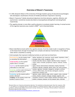Overview of Bloom`s Taxonomy