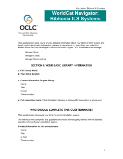 NCIP Protocol Questionnaire: Biblionix ILS system