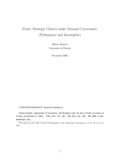 Firms` Strategic Choices under Demand Uncertainty