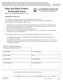 Plant and Plant Product Declaration Form