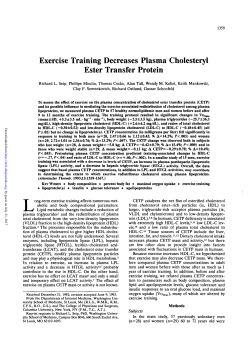 Exercise Training Decreases Plasma Cholesteryl Ester Transfer