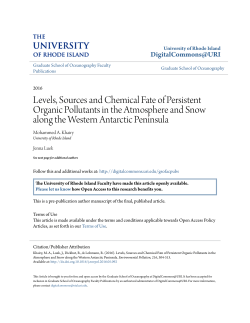 Levels, Sources and Chemical Fate of Persistent Organic Pollutants