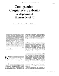 Companion Cognitive Systems - Association for the Advancement of