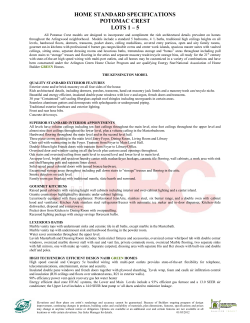 HOME STANDARD SPECIFICATIONS POTOMAC CREST LOTS 1 &ndash; 5