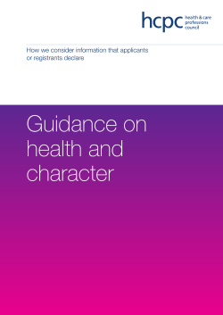 Guidance on health and character