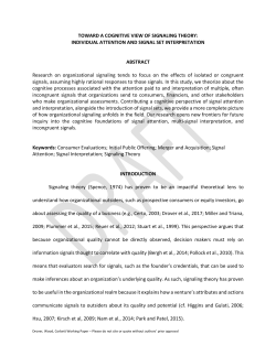 TOWARD A COGNITIVE VIEW OF SIGNALING THEORY