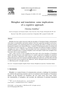 Metaphor and translation: some implications of a cognitive approach