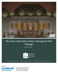 Rio Tinto Subs Fail to block Aboriginal Title Damage