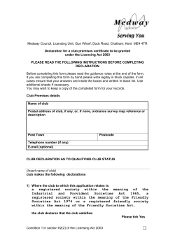 declaration of Club Premises Certificate